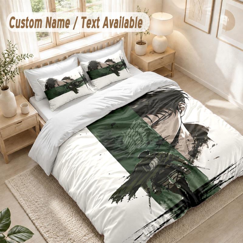 Attack On Titan Bedding Set, 1 Duvet Cover & 2 Pillowcases Soft Comfortable Bedroom Home Textile Decor