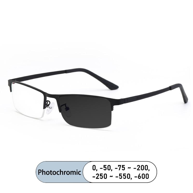 Brand Design Half Frame Eyebrow Glasses Anti Blue Light Photochromic Myopia Prescription Glasses 0 to 600 for Men Women