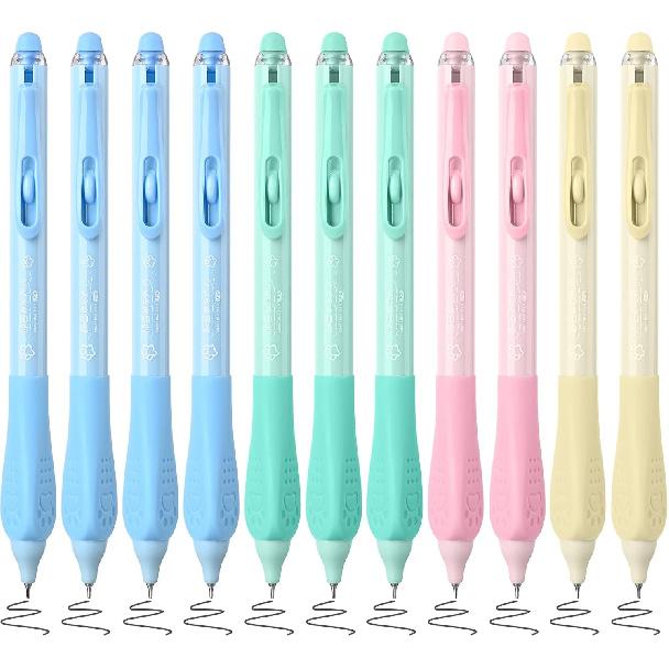 BAYTORY 11Pcs Fine Point Erasable Gel Pens, 0.5mm Aesthetic Retractable Silent Erasable Pen, Comfortable Grip for Smooth Writing Planner and School Black Ink