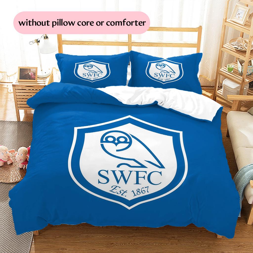 Sheffield Wednesday F.C Pattern Bedding Quilt Set Home Decoration Gift (1 * Duvet Cover + 2 * Pillowcase Without Core)