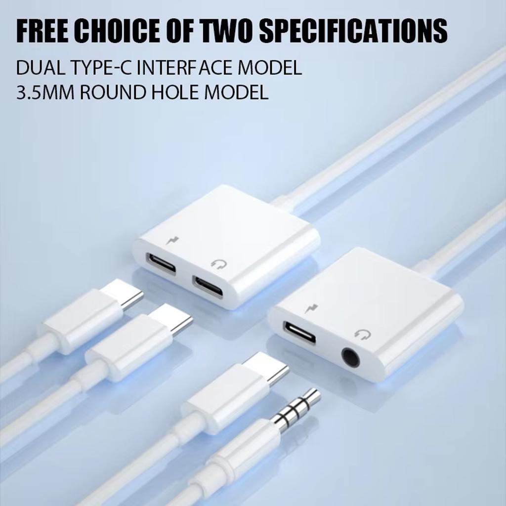 2 In 1 Type C To 3.5mm Earphone Jack Audio Charging Adapter for Iphone 16 15 Pro Max Samsung Xiaomi Double USB C Aux Conector 3