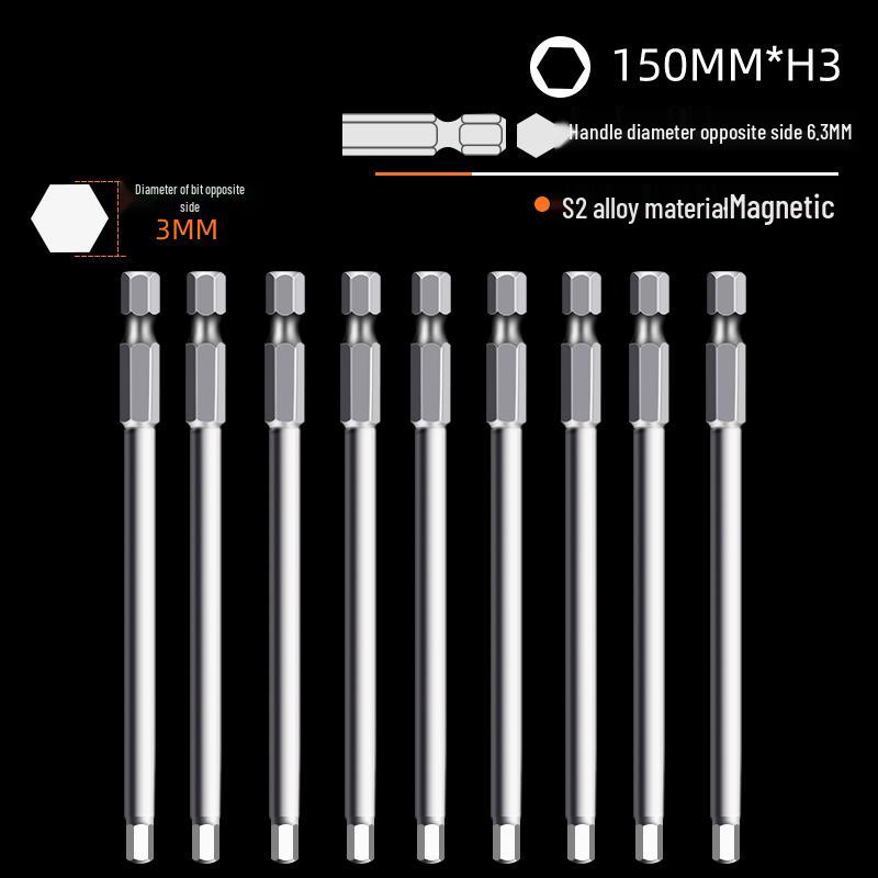 Hexagonal High Hardness S2 Bit Set for Pneumatic & Electric Screwdrivers