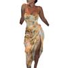 New Platycodon Print V-neck Suspender Dress Temperament Dress