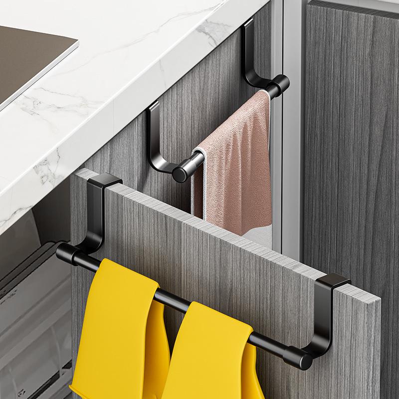 Stainless Steel Multi-Purpose Over-the-Door Towel Rack and Dishcloth Hanger