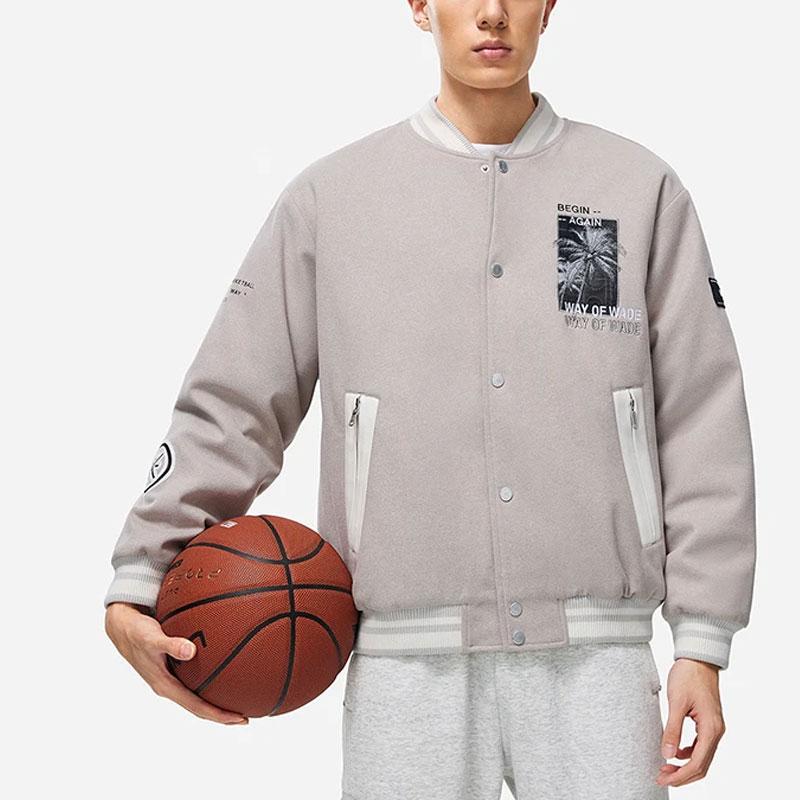 Li Ning Wade Series Color Block Warm Loose Jacket Men Jacket Flower-Gray River-Stone-Gray AJMT105-1