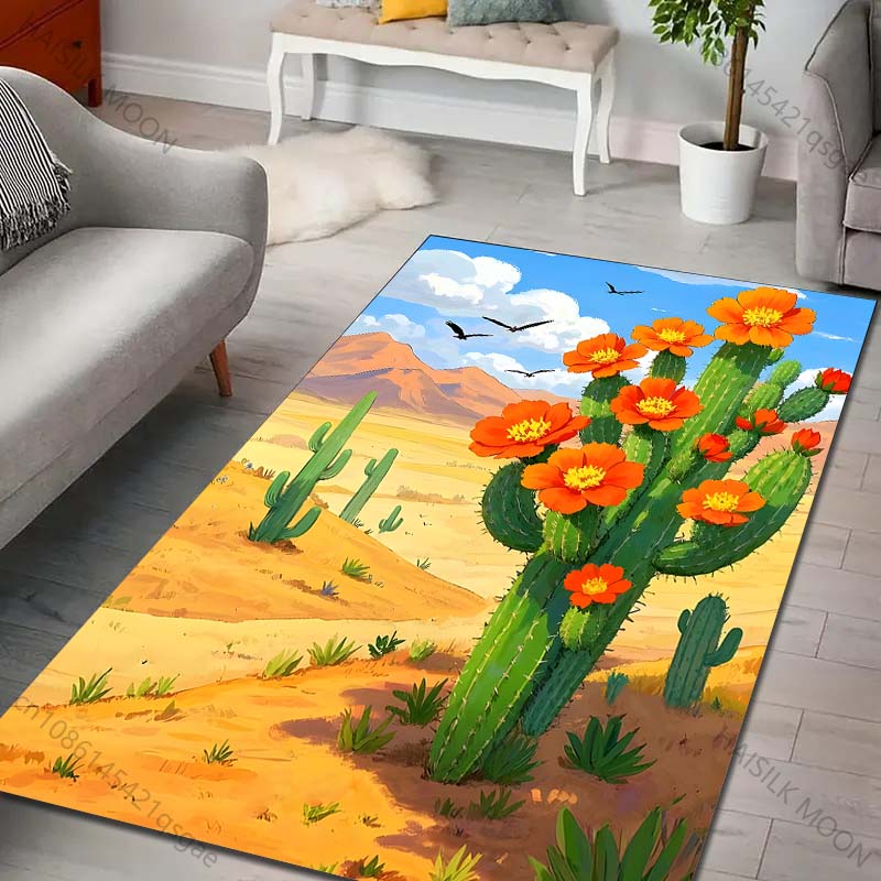 Desert Cactus Carpet for Living Room Bedroom Sofa Home Decor Non-slip Floor Mat Modern Rugs Creative Doormat Large Size