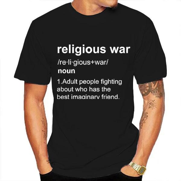 Religious War Men's T Shirt Funny Letter Print Short Sleeve Tees Fashion Graphic Y2k Tops Best Friend Men's Oversized Clothing