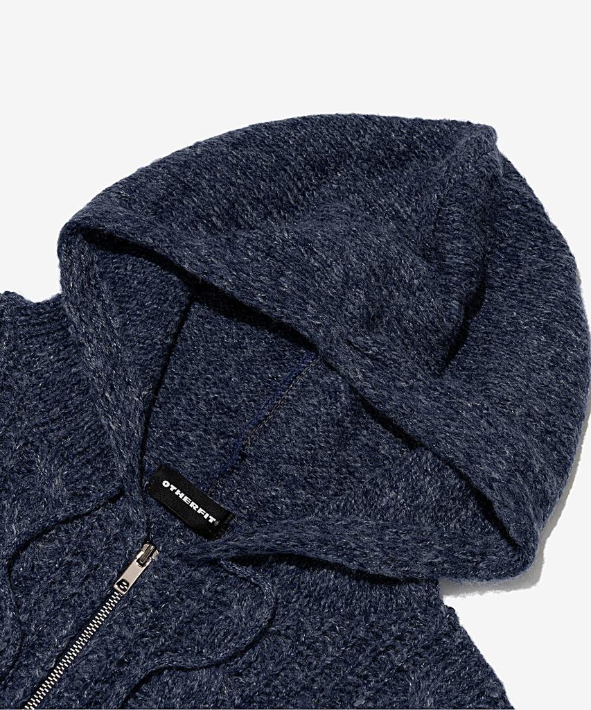 Otherfits Cable Weight Knit Zip-Up Hoodie (Navy)