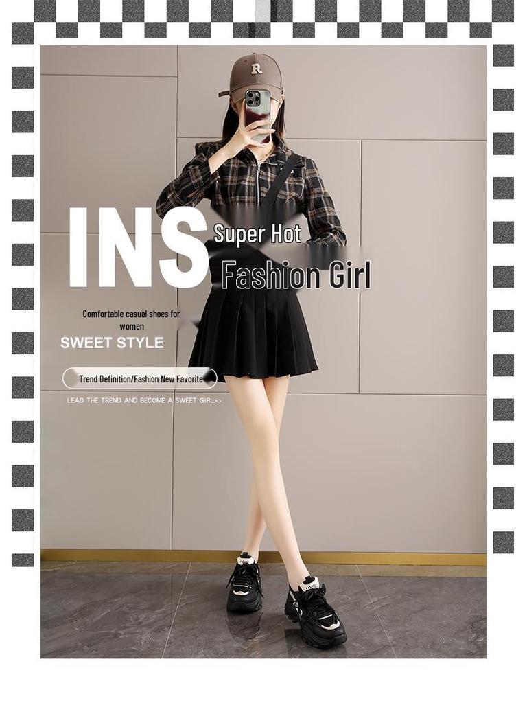 Women's 2025 Dad Shoes: New Style Spring Casual Thick-Soled Trendy Sneakers for a Slim Foot Look