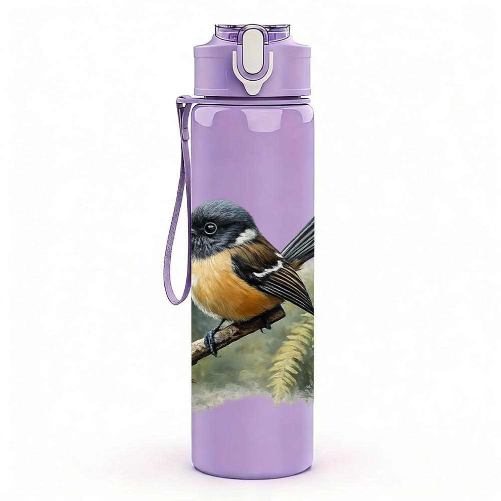 1PC Small Bird Green Leaf Branch Print 750ml Color Plastic Sports Water Bottle Leakproof Flip Straw Lid Suitable for Sports Office Home Use