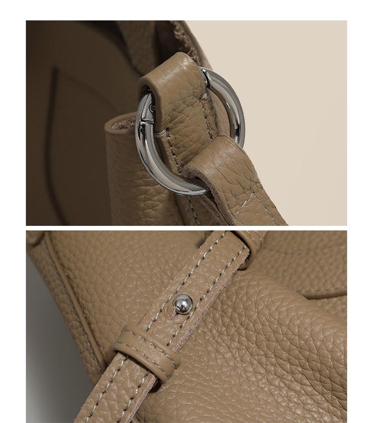 2023 Genuine Leather Pig Nose Bucket Bag - Handheld, Shoulder, Messenger, Large Capacity