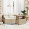 VidaXL 5-Piece Garden Sofa Set with Beige Cushions Poly Rattan Acacia 3349266