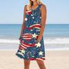 Women's Stylish Casual Independence Day Print Cuffless Pocket Dress