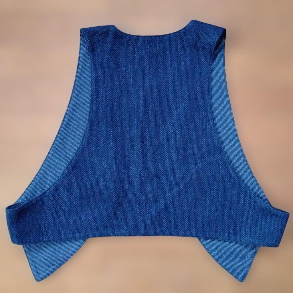 Used Handmade Indigo Dyed Judo Uniform Remake Vest Gilet Unisex Indigo