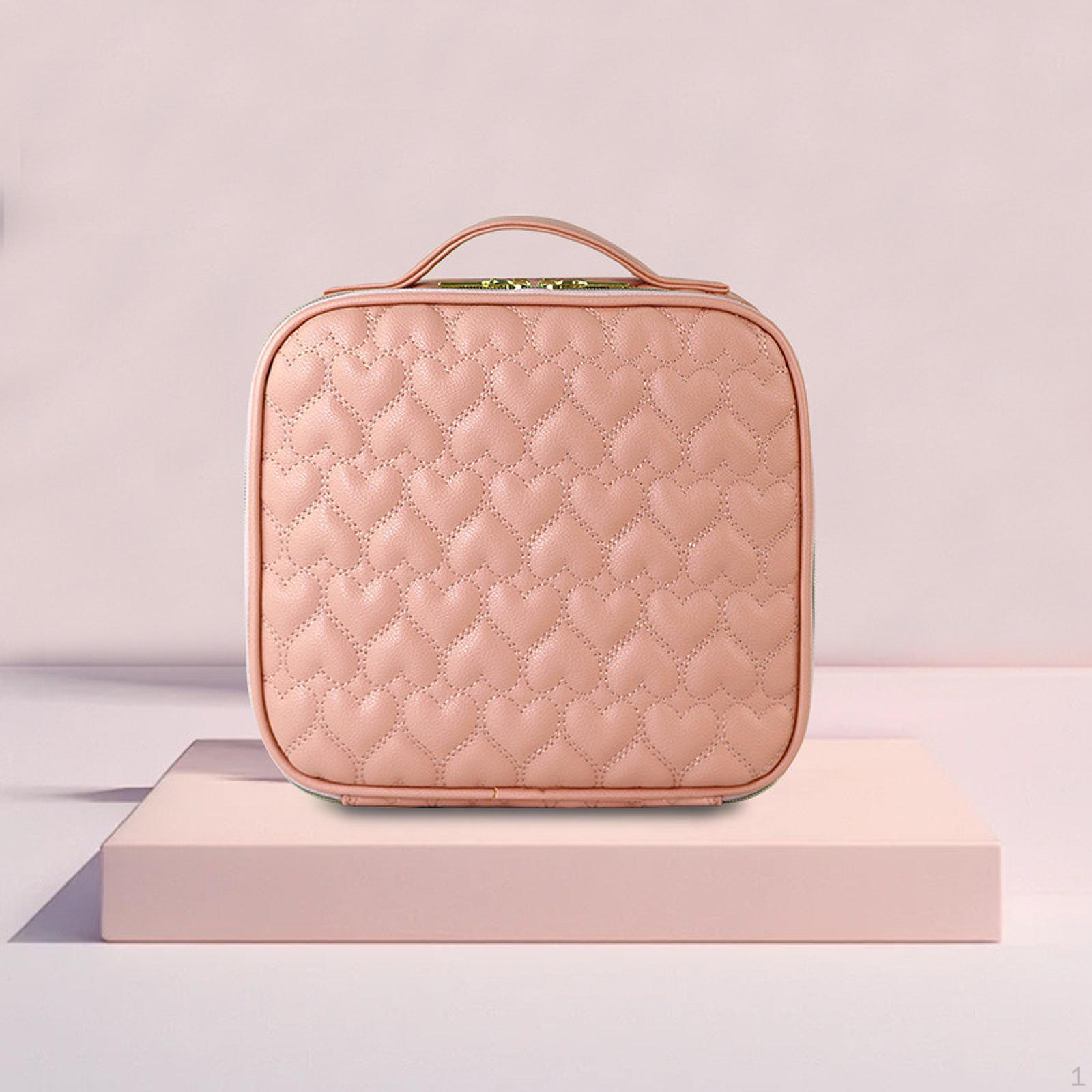 

Косметичка с ручкой, органайзер для макияжа, портативная, для теней для век розовый