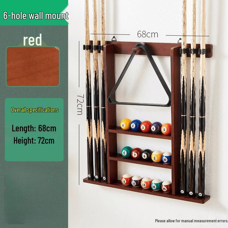 Jun Ding Ying Solid Wood Wall-Mounted Billiard Cue Rack