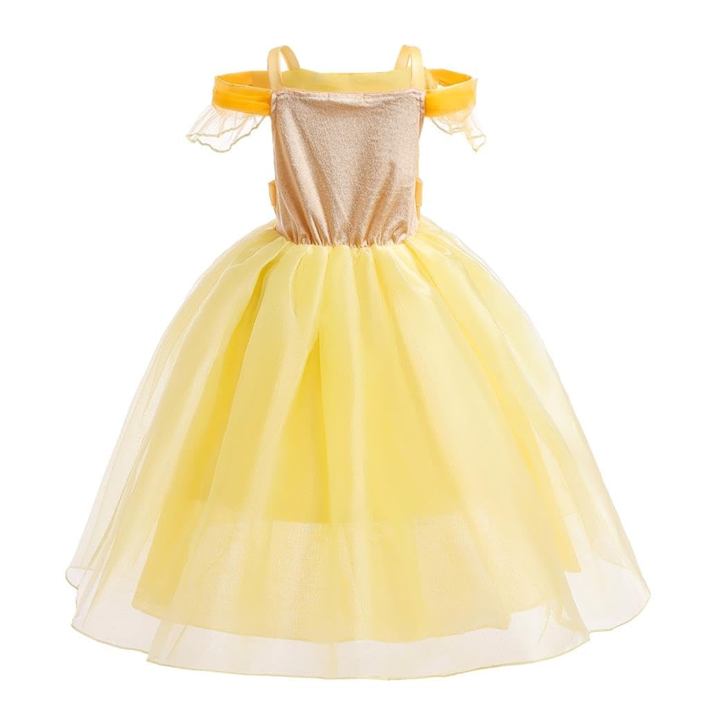Dressy Daisy Belle Cosplay Princess Costume for Toddler Beauty and the Beast Dress with Size Ages Halloween Costume Girls, Skirt, Yellow, 100, 2-3,