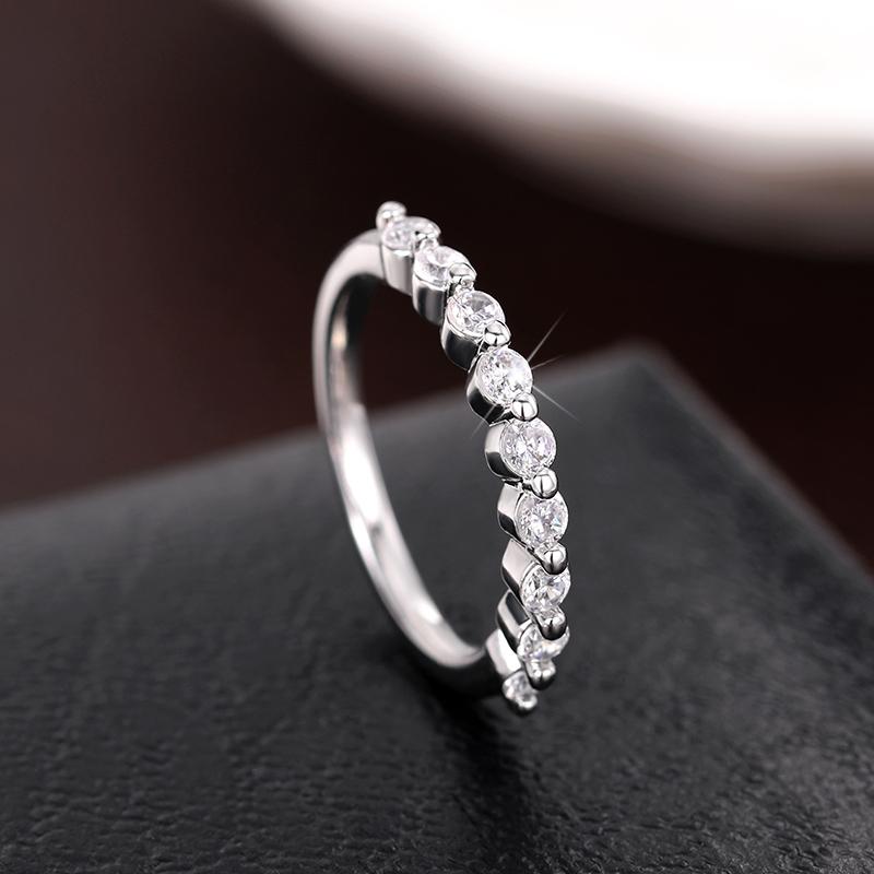 Dazzling Cubic Zirconia Rings Women Minimalist Thin Rings Hot Sale Stackable Accessories 3 Metal Colors Trendy Jewelry