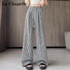 La Chapelle Women's Summer Plaid High-Waisted Wide-Leg Trousers