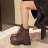 Black Martin boots women's new autumn and winter velvet boots lace-up thick-soled handsome locomotive short boots