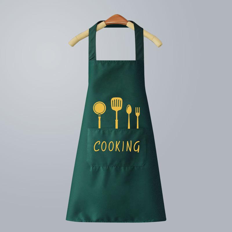 

Водонепроницаемый милый фартук для готовки в японском стиле - моющийся и маслостойкий для женщин Regular Style зелёный