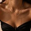High-End European & American Tassel Y-Shaped Layered Necklace for Women - Fashionable Stackable Clavicle Chain