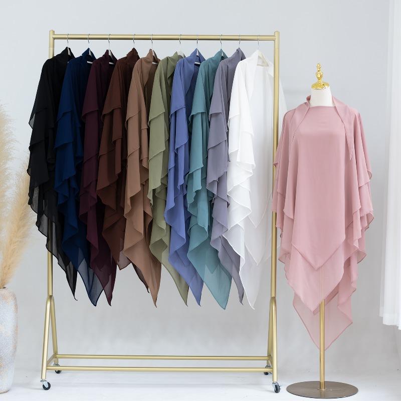 Plain Khimar Hijab Solid Color Headscarf Middle East Dubai Turkey Muslim Hijab Islam Prayer Clothes For Women Djellaba Turban