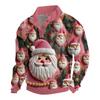 Men's Christmas Cotton Pullover Long Sleeve Outdoor Shirt Vintage Corduroy Button Stand Collar Shirt Casual Sweatshirt Christmas Print Top