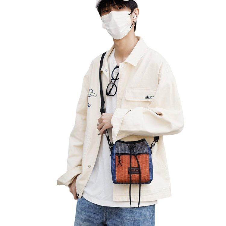 Nylon Bag Color Matching Drawstring Bag 2025 New Neutral Locomotive Bag Outdoor Sports Bag Shoulder Messenger Bag Bag