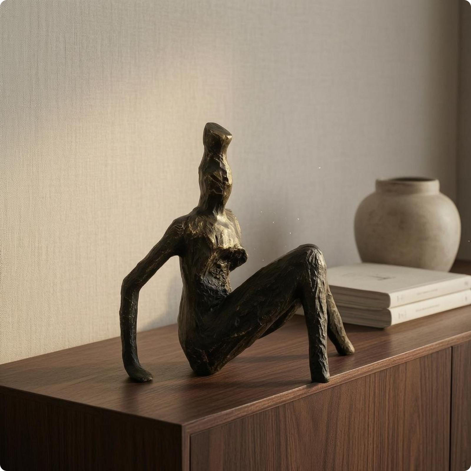 Tabletop Sculpture Black Metal Abstract Matte Finish Figurine Ornament D 14815cm