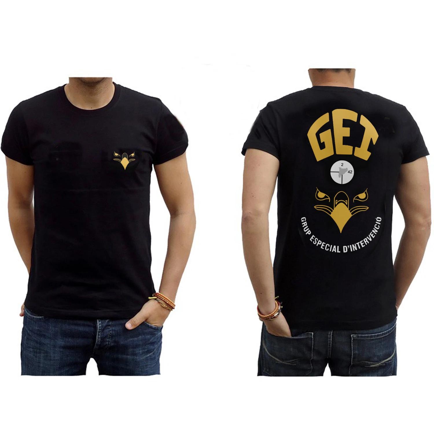 Футболка GEI Grup Especial D Intervenció 100% Хлопок Круглый вырез Короткий рукав Летняя Повседневная Мужская Футболка Streetwear S