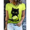 Dam T-shirt 3D Mönster Tryckt Casual Kortärmad Färgstarkt Djurmönster Tryck Rundhalsad Topp Trendiga Gatukläder för Kvinnor