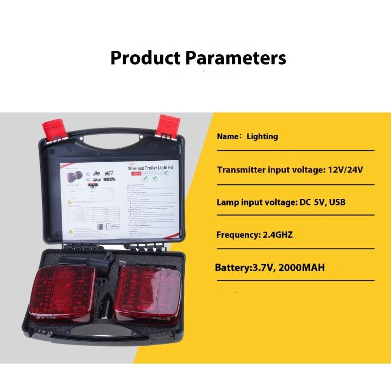 LED Wireless Trailer Lights Magnetic Trailer Lamp Tail Lights for Truck Vehicle Rechargeable Towing Light Kit