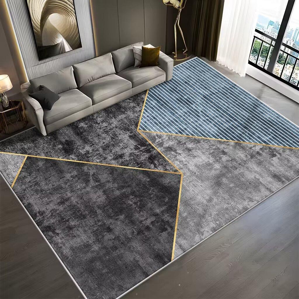 Light Luxury Geometric Living Room Carpet Modern Decoration Home Bedroom Sofa Non-slip Rug Office Coffee Table Washable Foot Mat