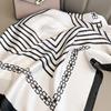 Korean version of minimalist fashion striped small square scarf women's silk scarf decorative scarf spring and autumn headband neck protection small s