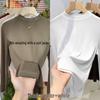 2024 Koreanischer Stil Damen Slim Fit Halbochgeschlossener Hals Verdicktes Langarm-Basisschicht-Oberteil