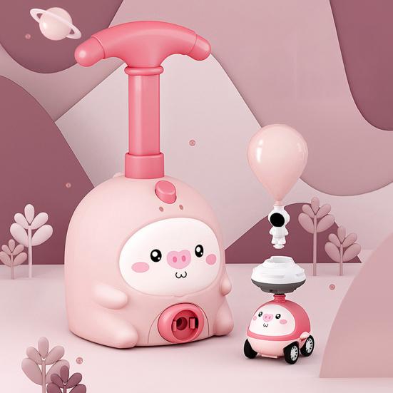 Tier-Luftbetriebenes Ballonauto-Spielzeug mit Pumpe Cartoon-Schwein Ente Robbe Ballonauto-Werfer Pädagogisch Kleinkinder Jungen Mädchen Fahrzeugspielzeug