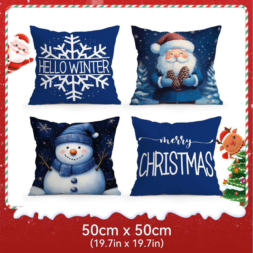 Christmas Snowman And Dwarves Pillowcase Bedroom Sofa Cushion Cover 100% Polyester Living Room Cushion Pillowcase Home Decor