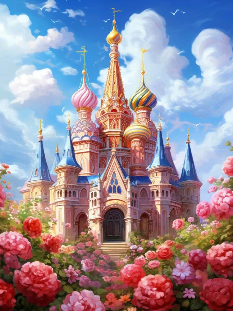 Diamond Painting Castle Russia 5DDIY Diamond Flower Picture Embroidery Landscape Church Mosaic  Kit Handmade Hobbies Decoration