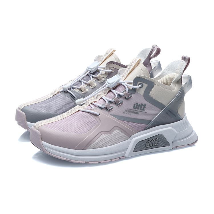 Li Ning Comfortable Versatile Non-Slip Shock Absorbing Wear-Resistant Breathable Lightweight Low-Top Running Shoes Kids sneaker Purple Gray YKCR014-4