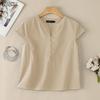 ZANZEA Women Casual V-Neck Solid Color Short Sleeve Cotton Blouse