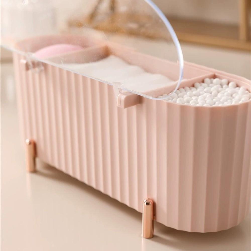 3 Grid Cosmetics Storage Box Large Capacity Organizer Box Makeup Organizer  Powder Puffs