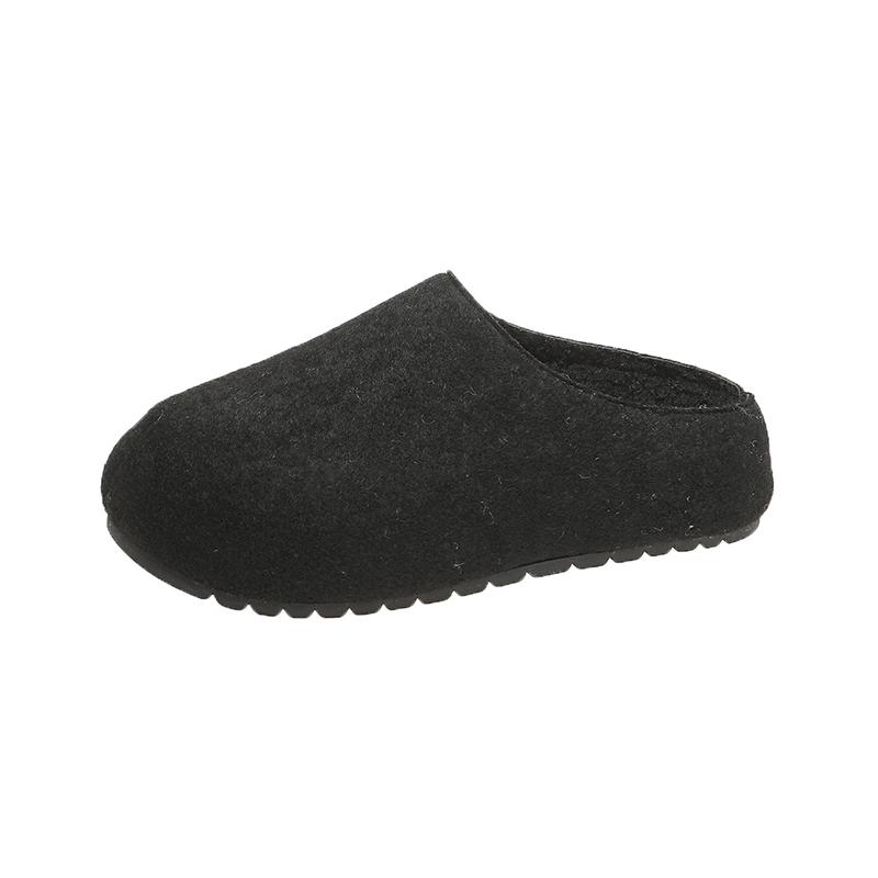 Fashion New Suede Leather Slippers Women Round Toe Flat Slides Outdoors Casual Mules Shoes Women Comfort Thick Sole Half Slippers Woman