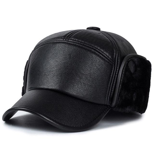 New Fashion Men Leather Hat Baseball Cap Outdoors Hunting Ear Flap Winter Men Women Caps Casual Adjustable