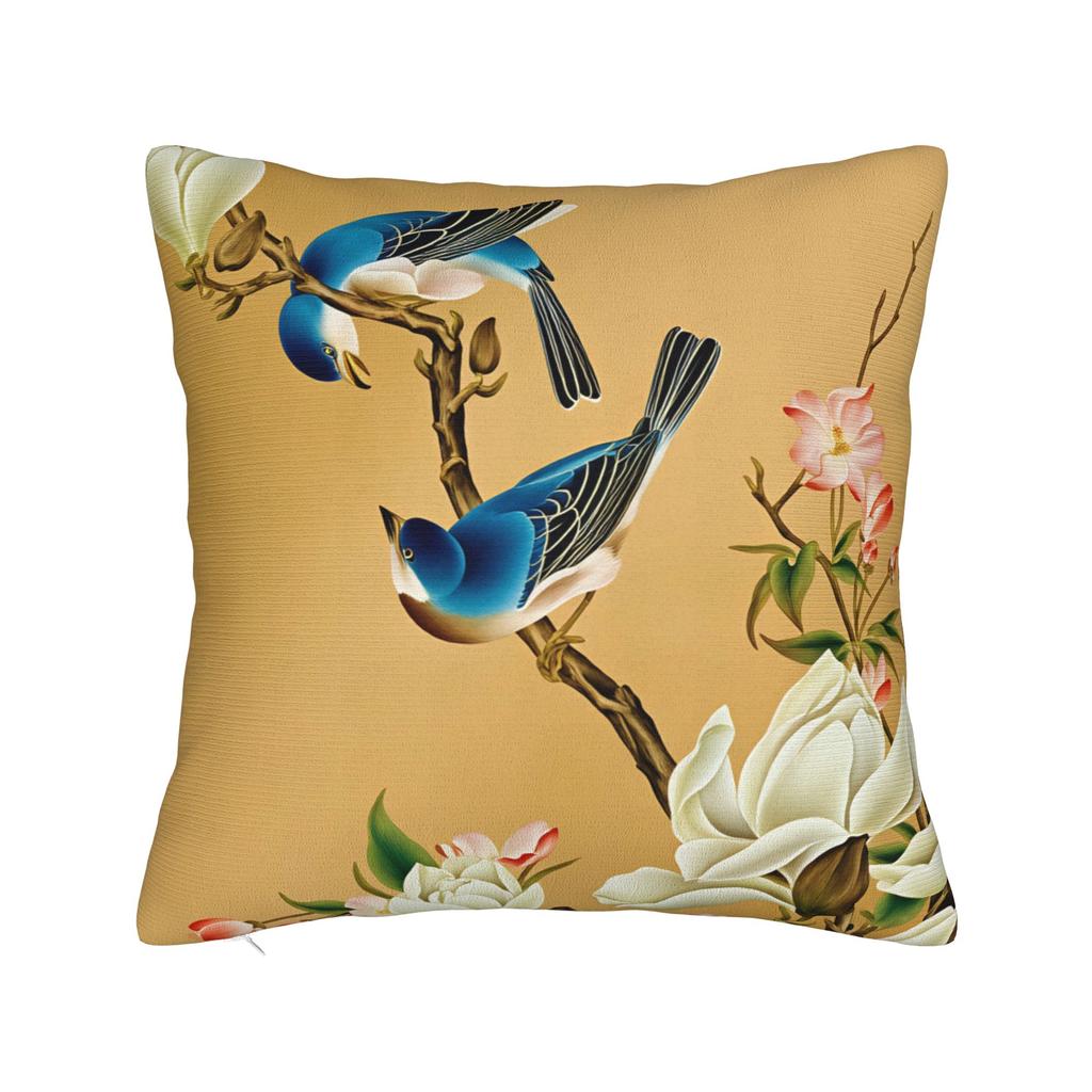 Flowers And Birds Pillow Cover Vintage Pillow Case For Living Room Bed Chair Comfy Pillowcases Gift Idea