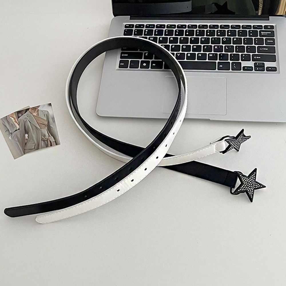 PU Leather Retro Y2k Waist Strap Adjustable Waistband Women Waist Belt Star Buckle Belt Corset Belt