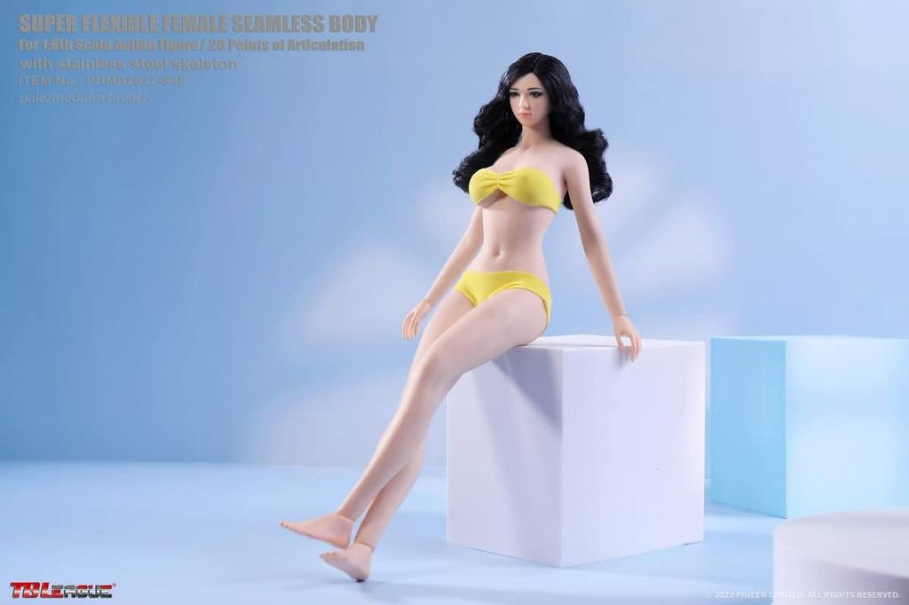 TBLeague Scale Seamless Female Bust Size Pale Includes Head and Authentic TBLeague White Skin 1/6 Ultra-Flexible Body, PHMB2022-S48, M, Skin, Bikini,