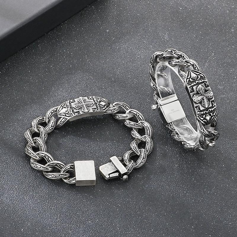 Jewelry, Trendy Retro Jewelry, Cross Pattern Titanium Steel Bracelet, Small Goods Are Available.