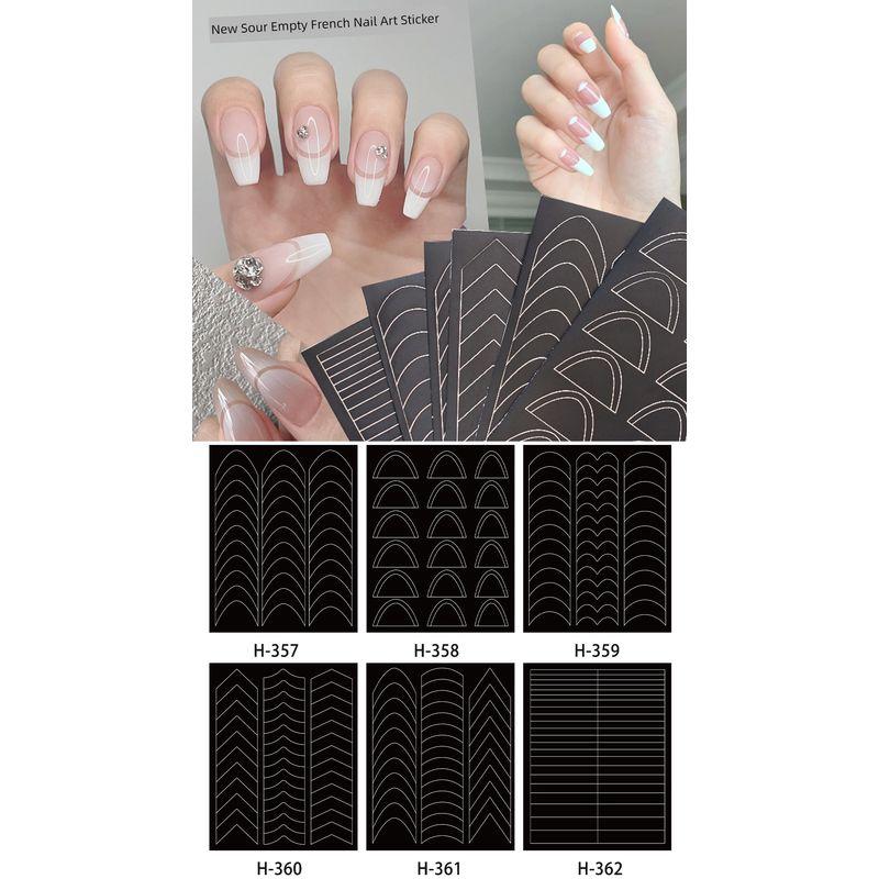 

New Arrival French Nail Sticker Black Spray Painting Cut Out French Gradient Nail Painting Pat Glue Smudges Nail Art French spray-painted stickers 6 each one