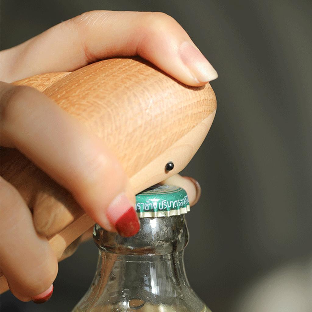 Shark Wooden Bottle Opener, Creative Portable Beer Cap Remover, Unique Gift for Home Bar Party, Eco-friendly Funny Accessory